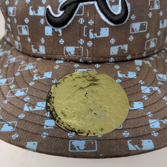 New Era 59Fifty Atlanta Braves Fitted Hat Brown Size 7 3/8 All Over Print Logo - Picture 5 of 13